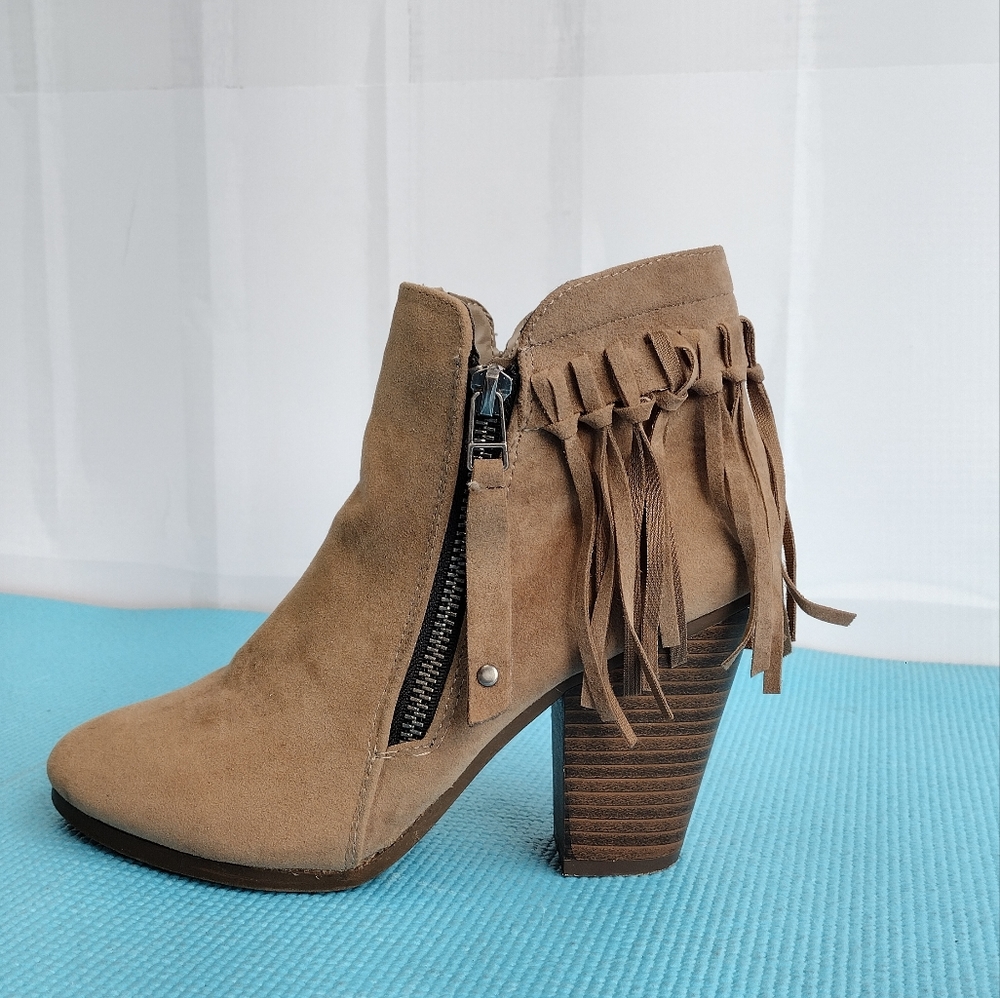 Breckelles Suede Chunky Heel Bootie Boots - Size 6.5